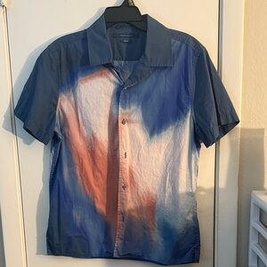 Perry Ellis Blue and Orange Casual Shirt